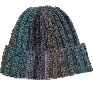 blue striped beanie